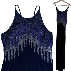 Aspeed Vintage Beaded Velvet Maxi Dress Sz L